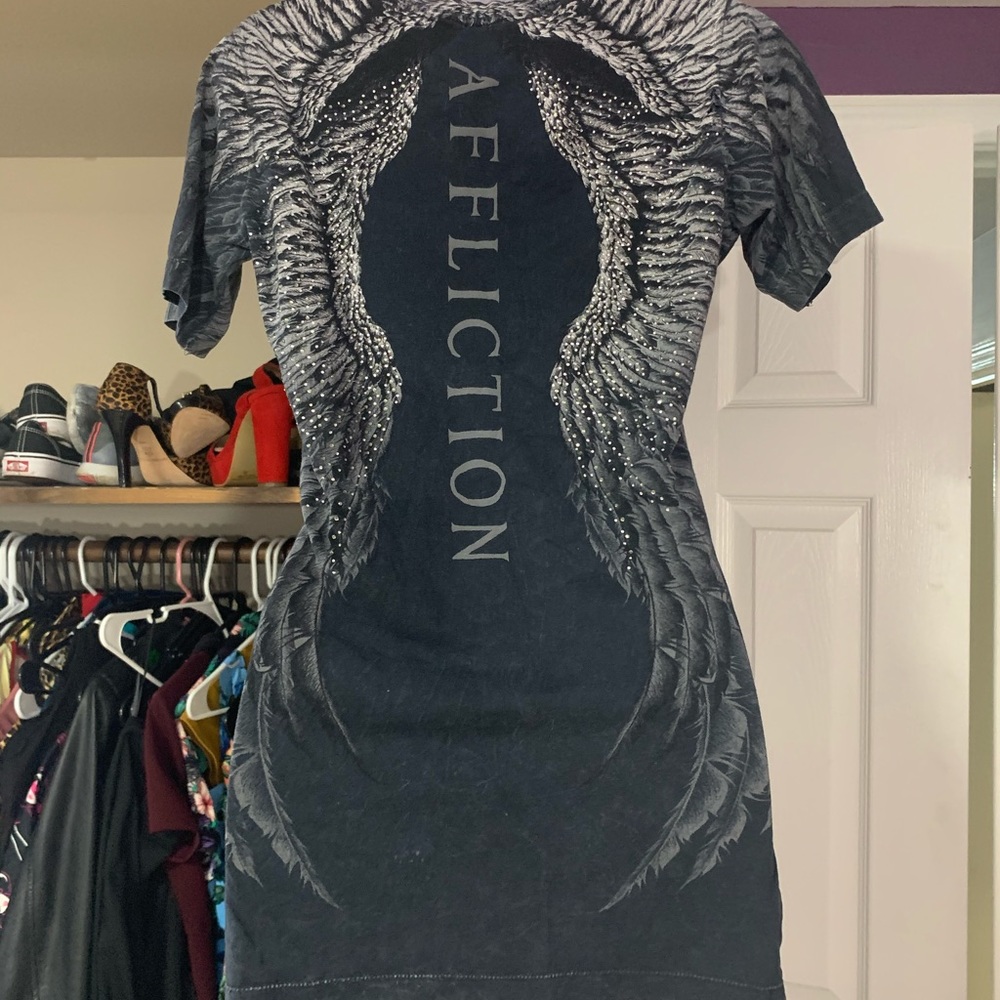 Affliction Ladies Embellished Tee-Size L Like NEW